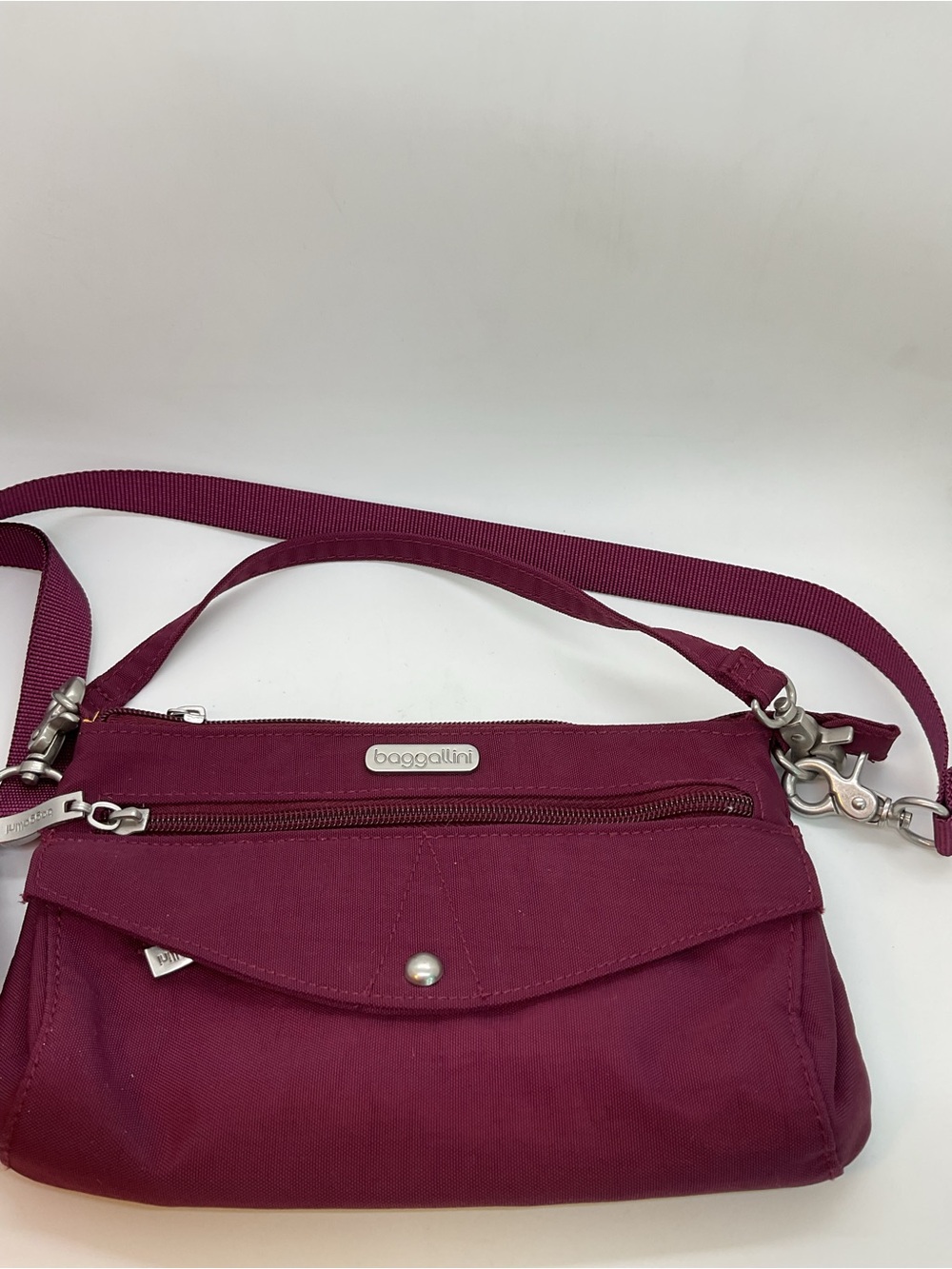Baggallini Plum Crossbody Bag with Front Flap and Zip